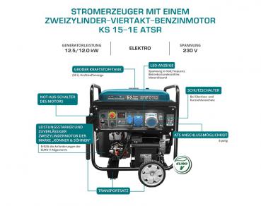 KS15-1EATSR Zweizylinder Benzin-Generator 12,5kW 230V
