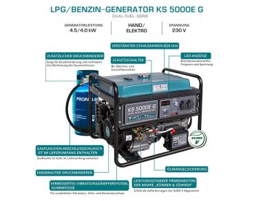 KS 5000E G 4,5 kW Gas-und Benzin-Generator 230V