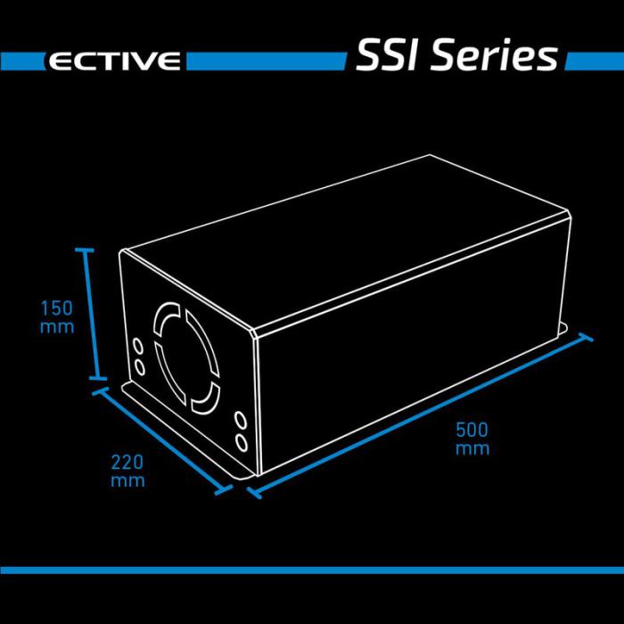 ECTIVE SSI 20 4in1 Sinus-Inverter 2000W/12V Sinus-Wechselrichter mit MPPT-Solarladeregler, Ladegerät und NVS